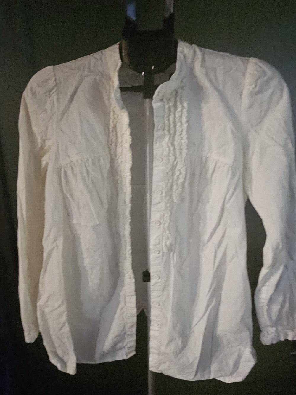 Simply Vera Vera Wang White Ruffle-Trim Button Down Blouse